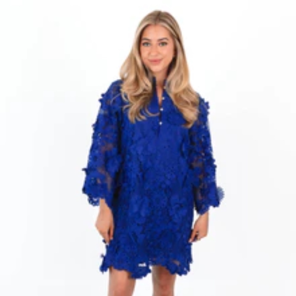 Elegant Blue Lace Dress
